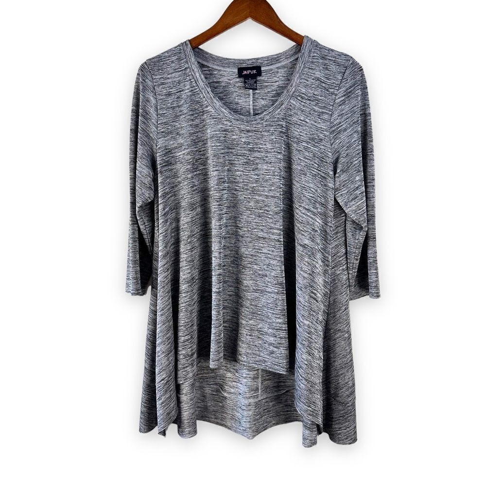 Jaipur high-low heather black stretch top size L